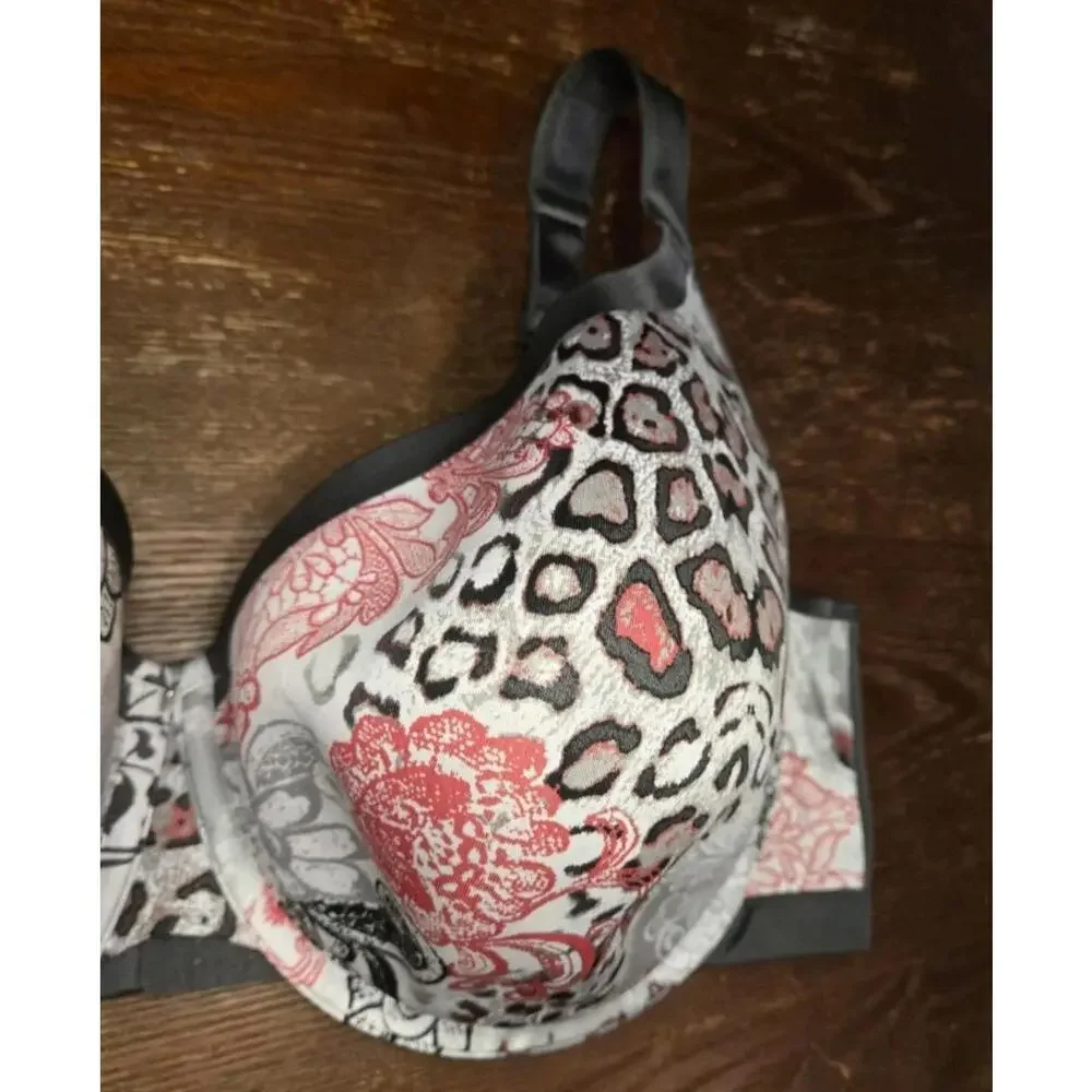 Cacique Cooling French Full Coverage Balconette 44F White Leopard Floral - Picture 3 of 9